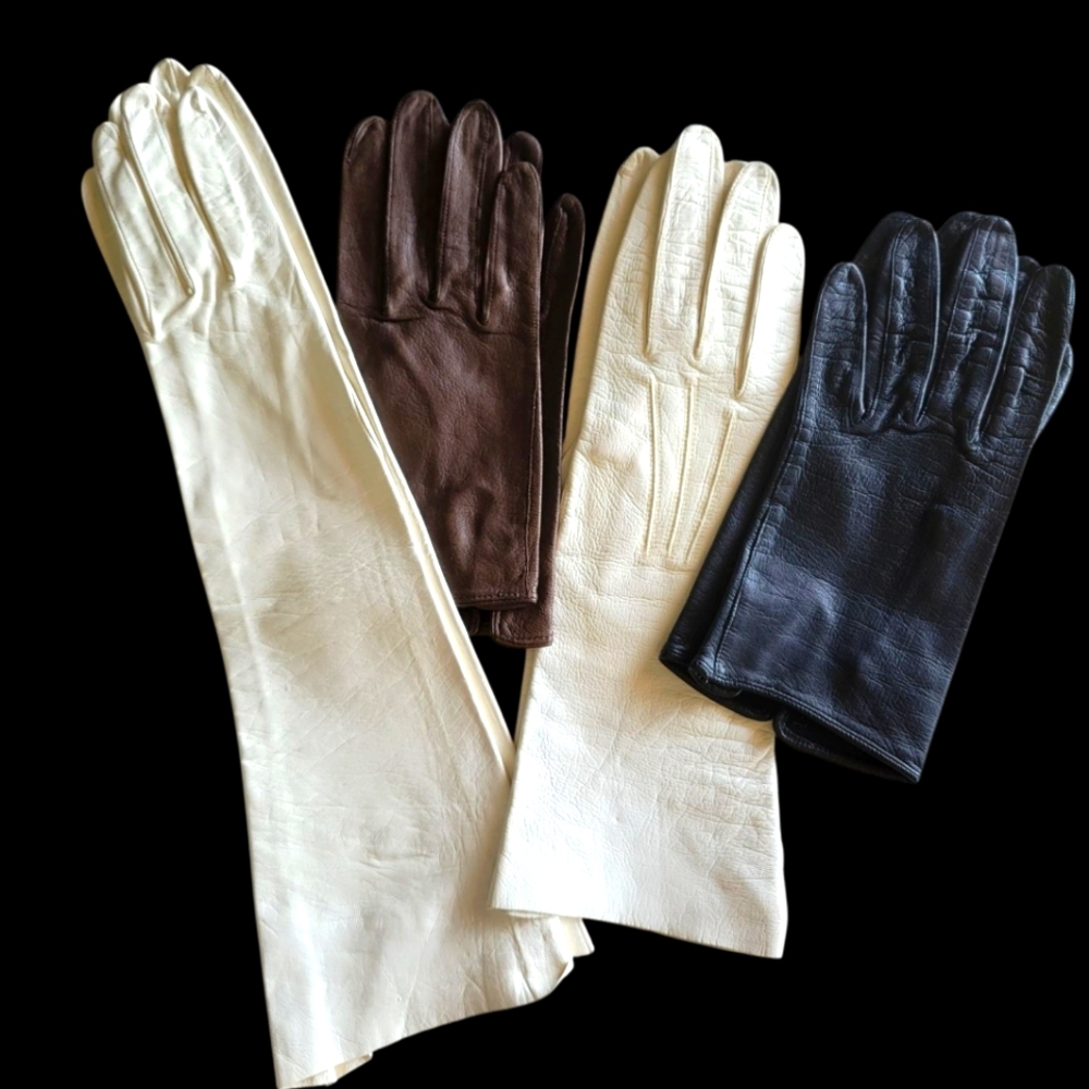 Vintage Genuine Leather Gloves Set Size 6 1/2- Elegant!